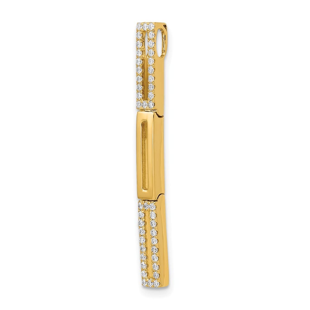 14K Yellow Gold Polished 1/5 ct Diamond Rectangle Link Chain Slide
