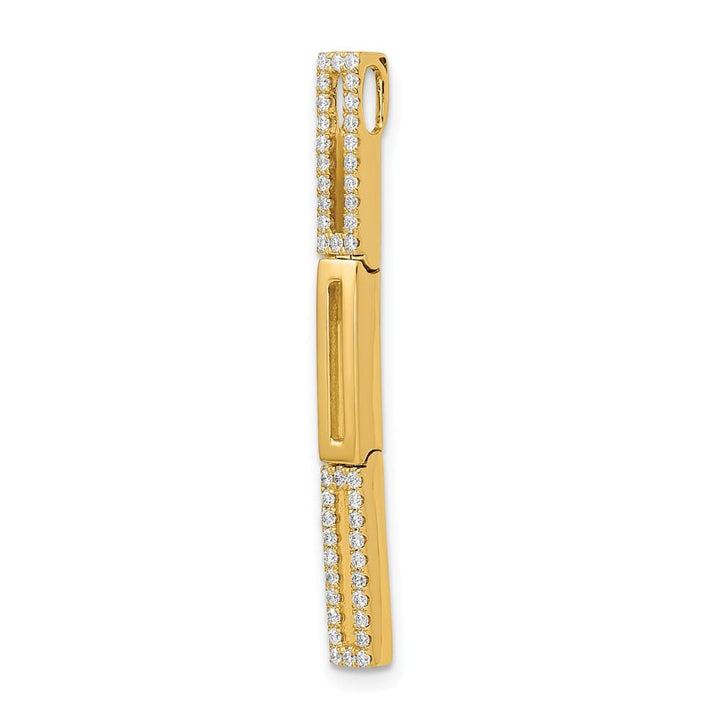14K Yellow Gold Polished 1/5 ct Diamond Rectangle Link Chain Slide