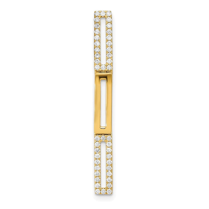 14K Yellow Gold Polished 1/5 ct Diamond Rectangle Link Chain Slide