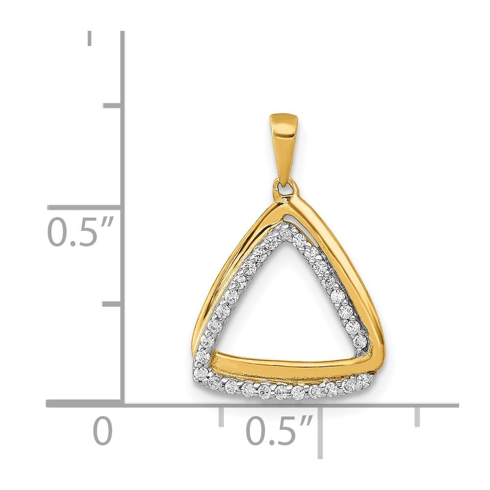 14K Yellow Gold Polished 1/6 ct Diamond Double Triangle Pendant