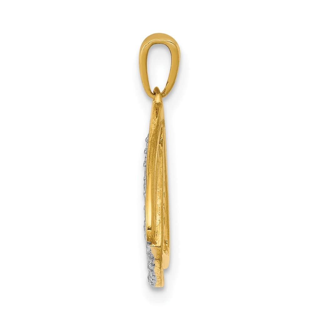 14K Yellow Gold Polished 1/6 ct Diamond Double Triangle Pendant
