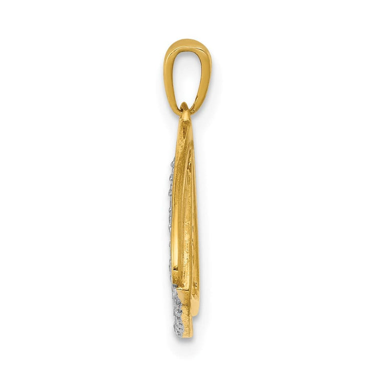 14K Yellow Gold Polished 1/6 ct Diamond Double Triangle Pendant