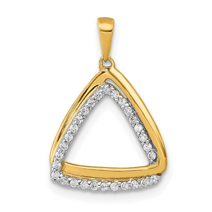14K Yellow Gold Polished 1/6 ct Diamond Double Triangle Pendant