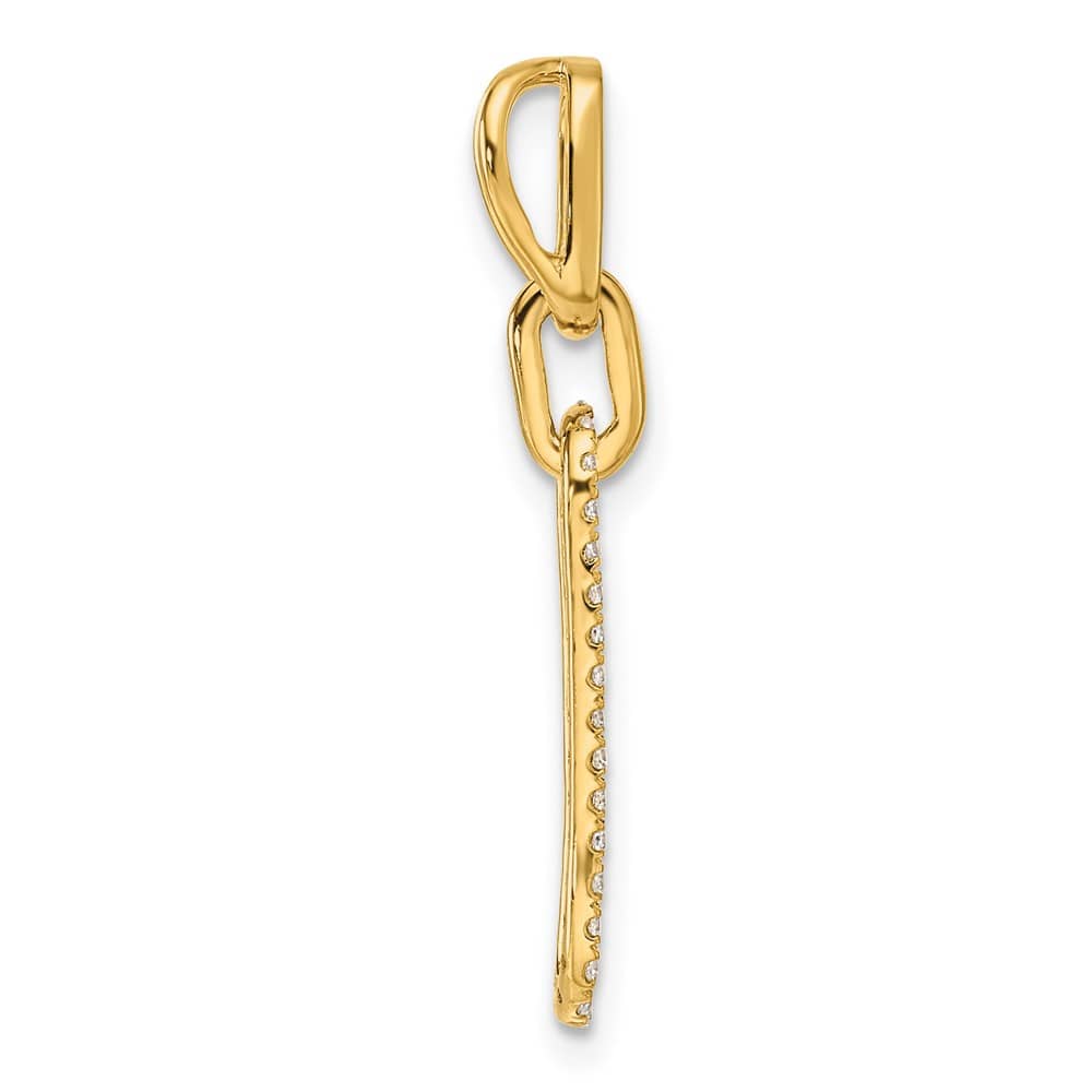 14K Yellow Gold Polished 1/6 ct Diamond Paperclip Link Pendant