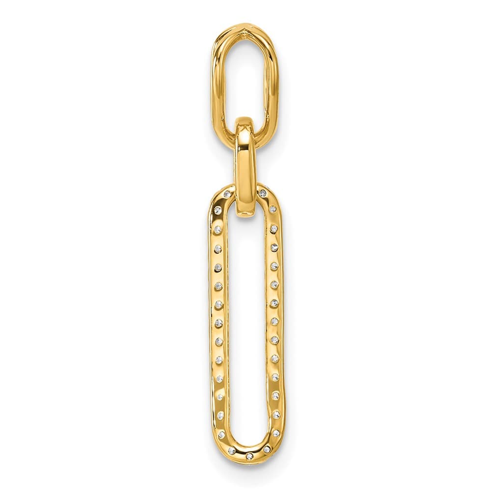 14K Yellow Gold Polished 1/6 ct Diamond Paperclip Link Pendant