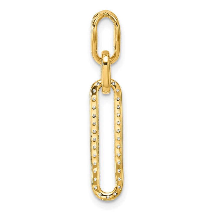 14K Yellow Gold Polished 1/6 ct Diamond Paperclip Link Pendant