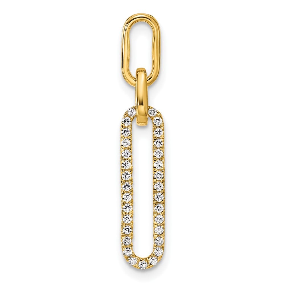 14K Yellow Gold Polished 1/6 ct Diamond Paperclip Link Pendant