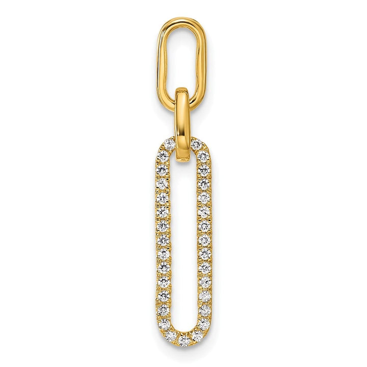 14K Yellow Gold Polished 1/6 ct Diamond Paperclip Link Pendant