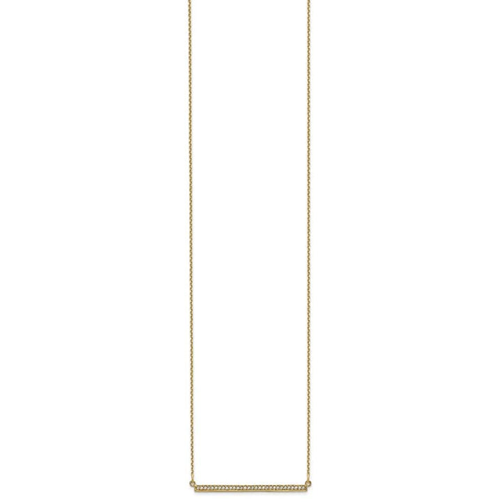 14K Yellow Gold Polished 1/8 carat Diamond Bar 18 inch Necklace