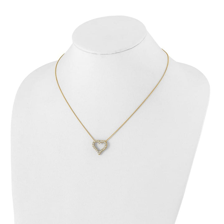 14K Yellow Gold Polished 1 carat Diamond Heart 18 inch Necklace