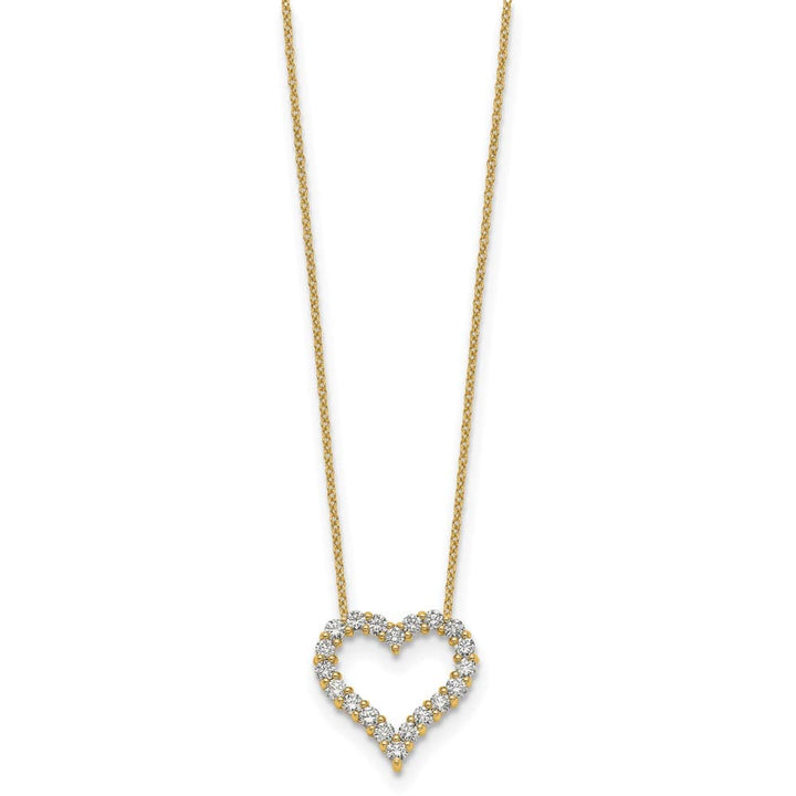14K Yellow Gold Polished 1 carat Diamond Heart 18 inch Necklace