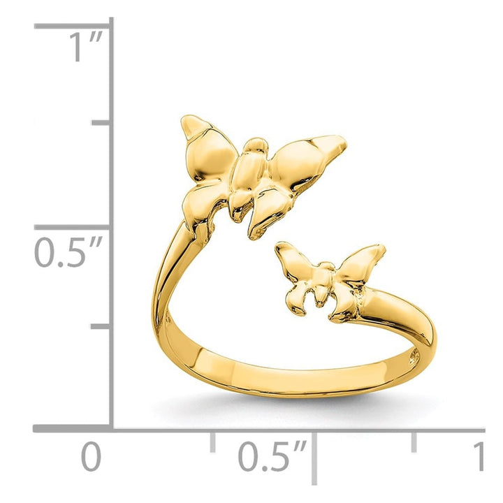 14k Yellow Gold Polished 2 Butterflies Toe Ring