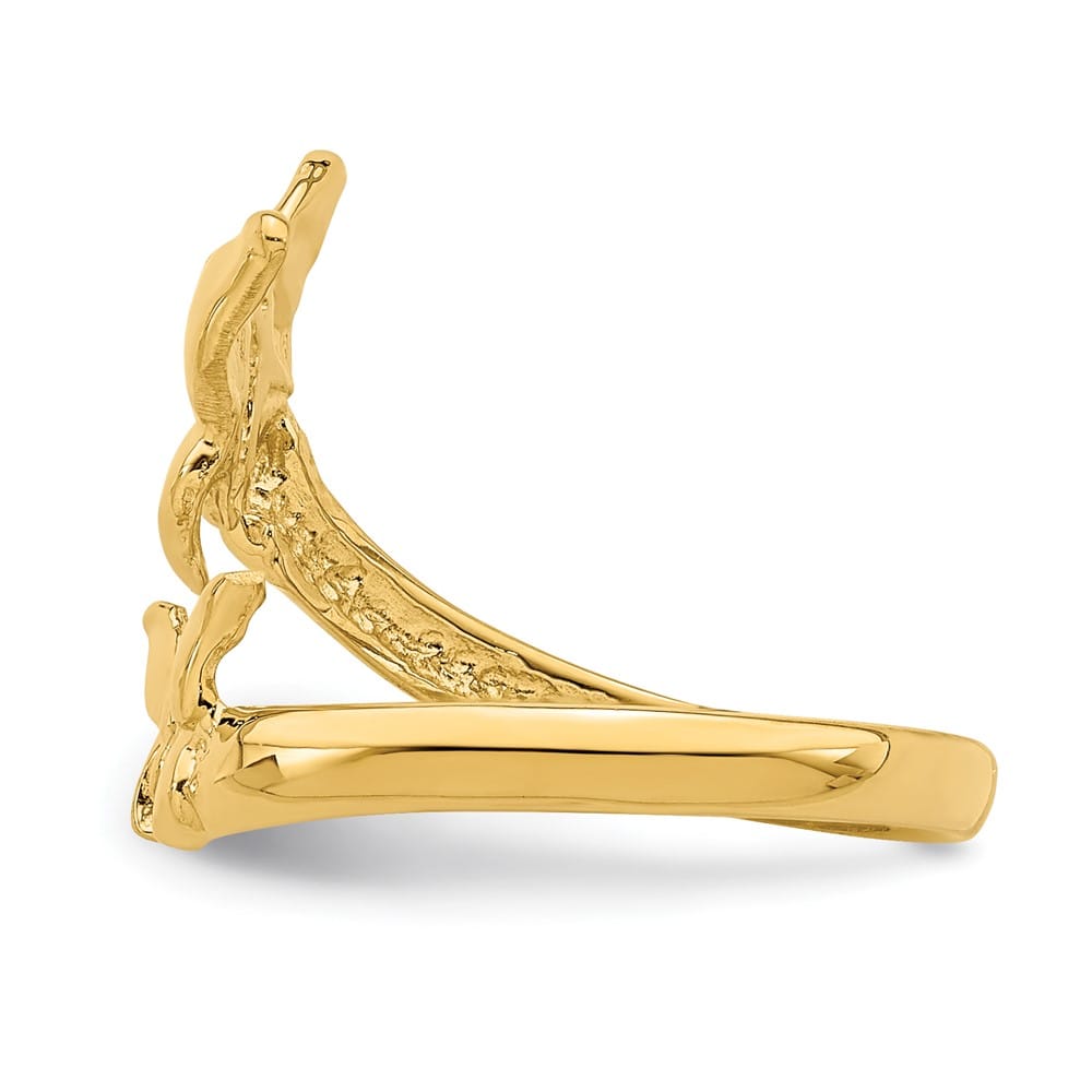 14k Yellow Gold Polished 2 Butterflies Toe Ring