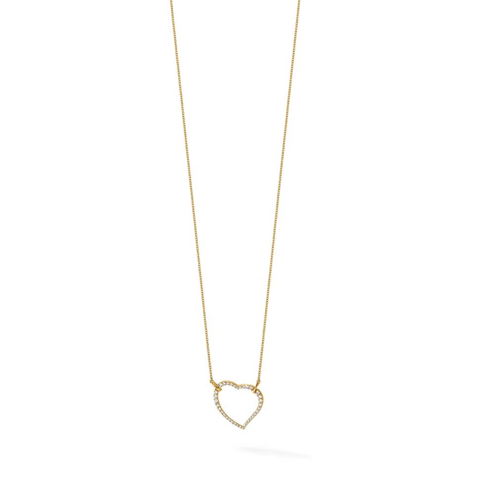 14K Yellow Gold Polished 3/4 carat Diamond Heart 18 inch Necklace
