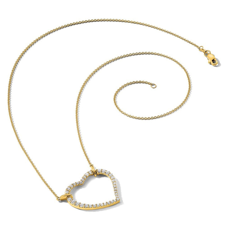 14K Yellow Gold Polished 3/4 carat Diamond Heart 18 inch Necklace
