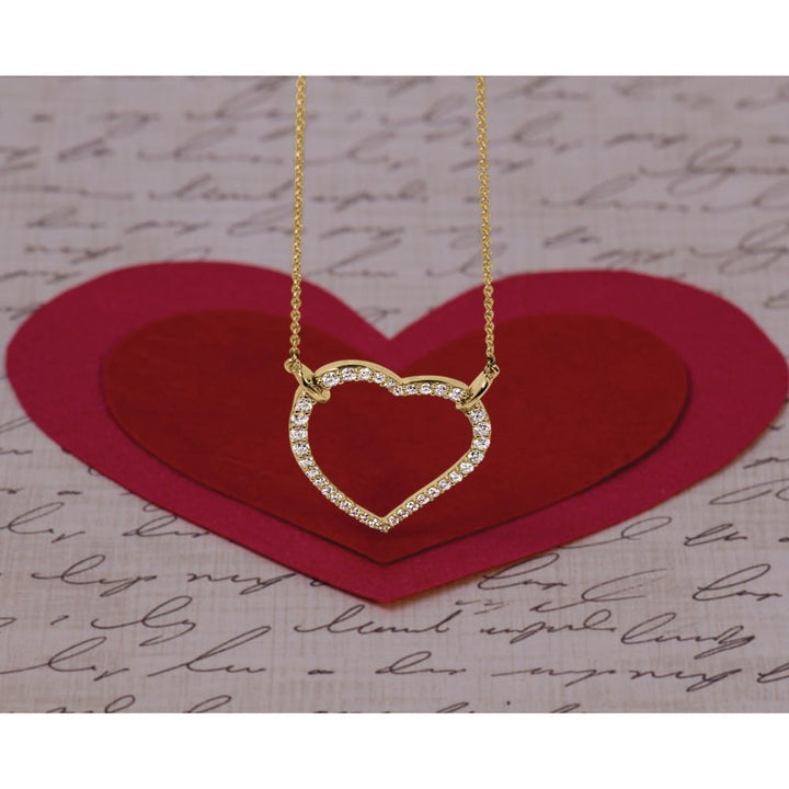14K Yellow Gold Polished 3/4 carat Diamond Heart 18 inch Necklace