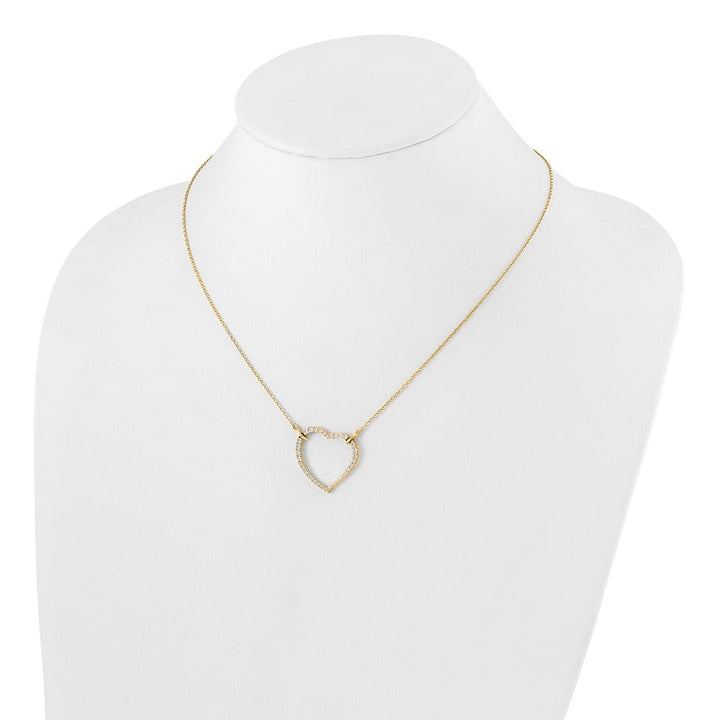 14K Yellow Gold Polished 3/4 carat Diamond Heart 18 inch Necklace