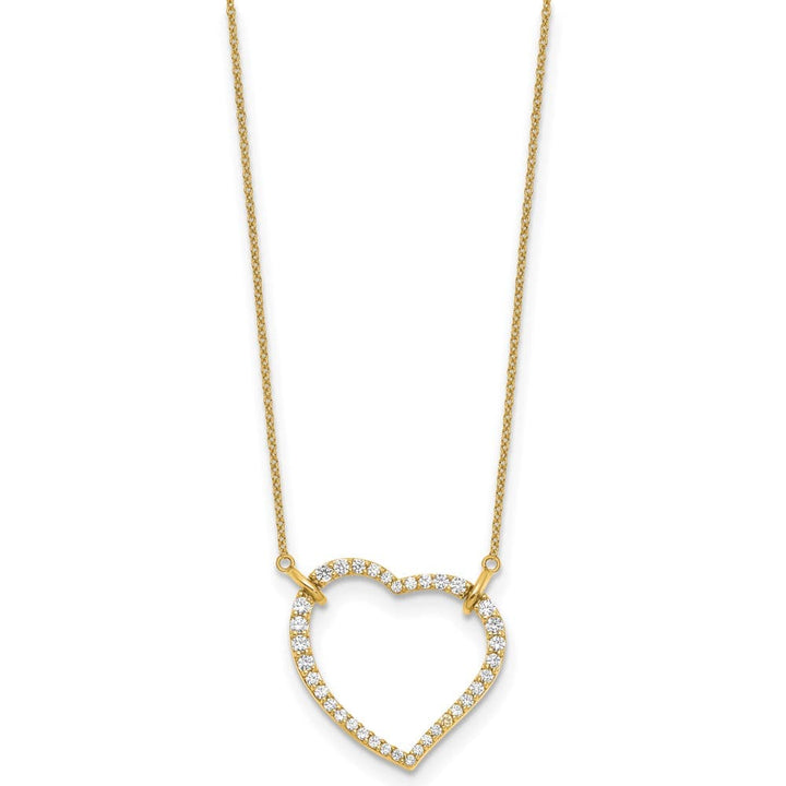 14K Yellow Gold Polished 3/4 carat Diamond Heart 18 inch Necklace