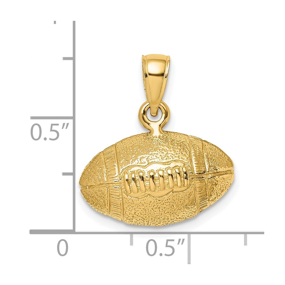 14K Yellow Gold Polished 3-D Football Charm