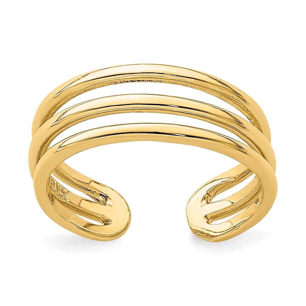 14k Yellow Gold Polished 3-Row Toe Ring