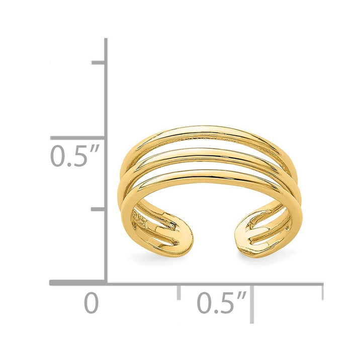 14k Yellow Gold Polished 3-Row Toe Ring