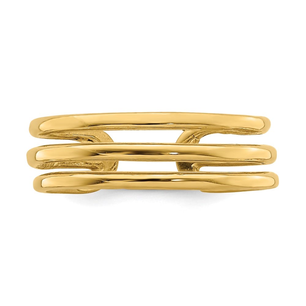 14k Yellow Gold Polished 3-Row Toe Ring
