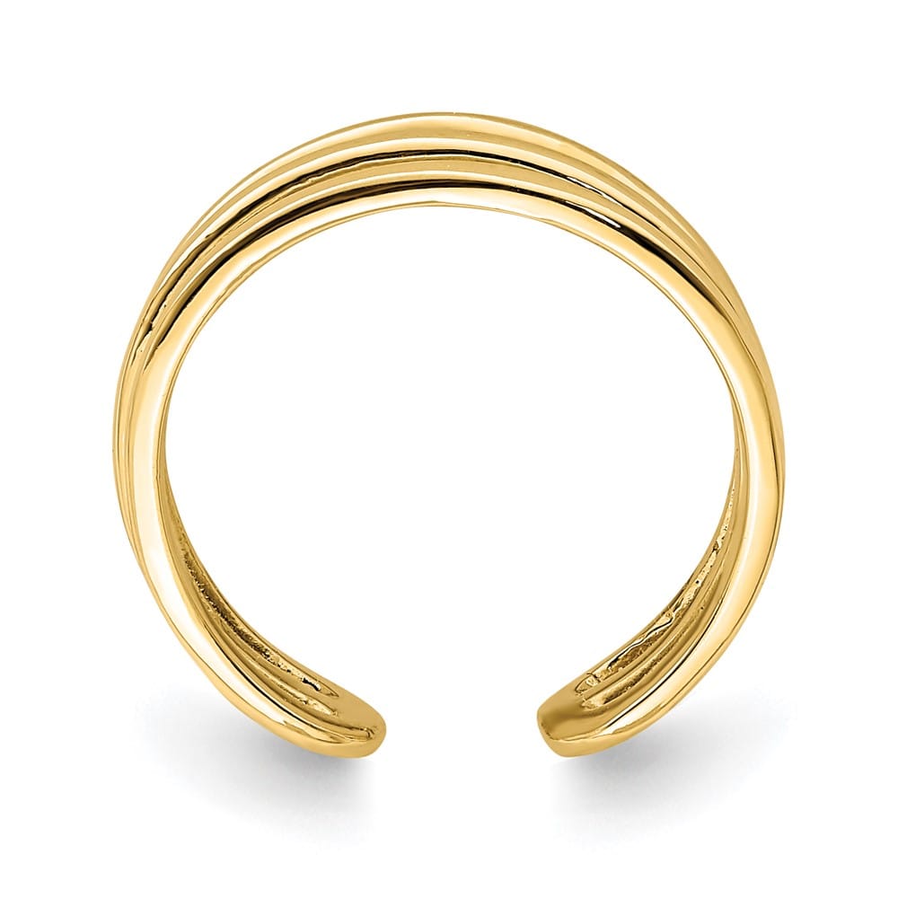 14k Yellow Gold Polished 3-Row Toe Ring