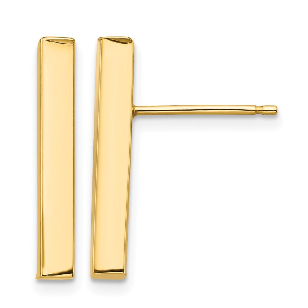 14K Yellow Gold Polished 3x20mm Bar Post Earrings, view 1 of 4