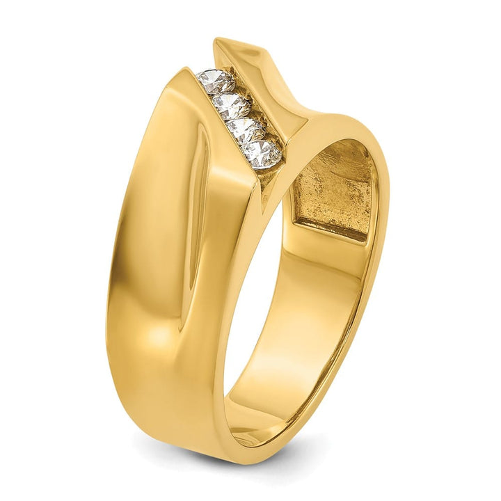 14k Yellow Gold Polished 4-Stone I1 Quality Diamond Men's Ring