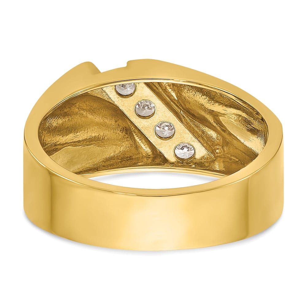 14k Yellow Gold Polished 4-Stone I1 Quality Diamond Men's Ring