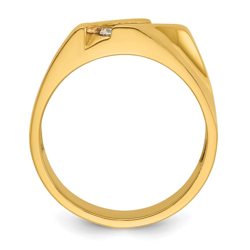 14k Yellow Gold Polished 4-Stone I1 Quality Diamond Men's Ring