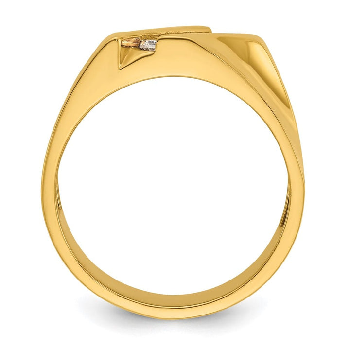 14k Yellow Gold Polished 4-Stone I1 Quality Diamond Men's Ring