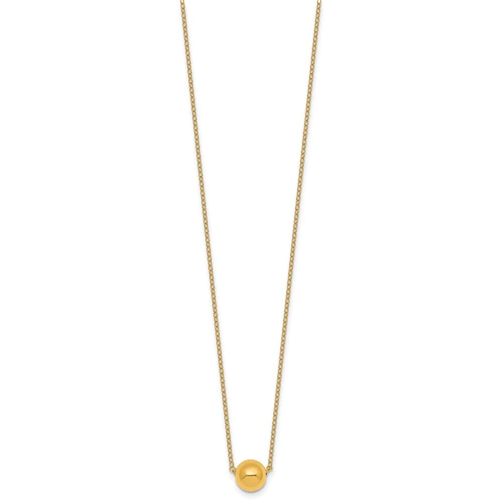 14K Yellow Gold Polished 7.5mm Round Bead 18 inch Necklace