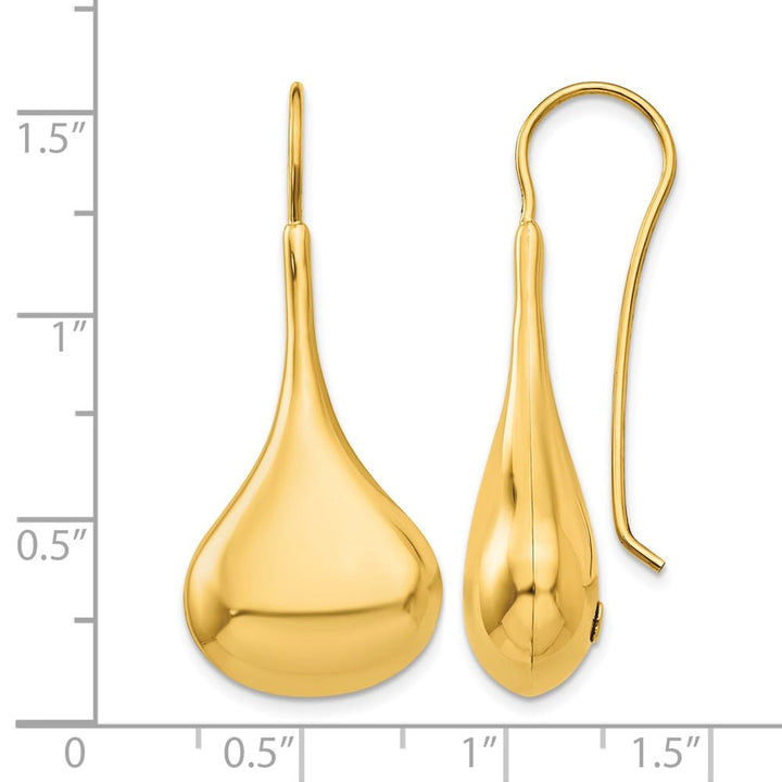 14K Yellow Gold Polished Abstract Dangle Wire Earrings, view 4 of 4