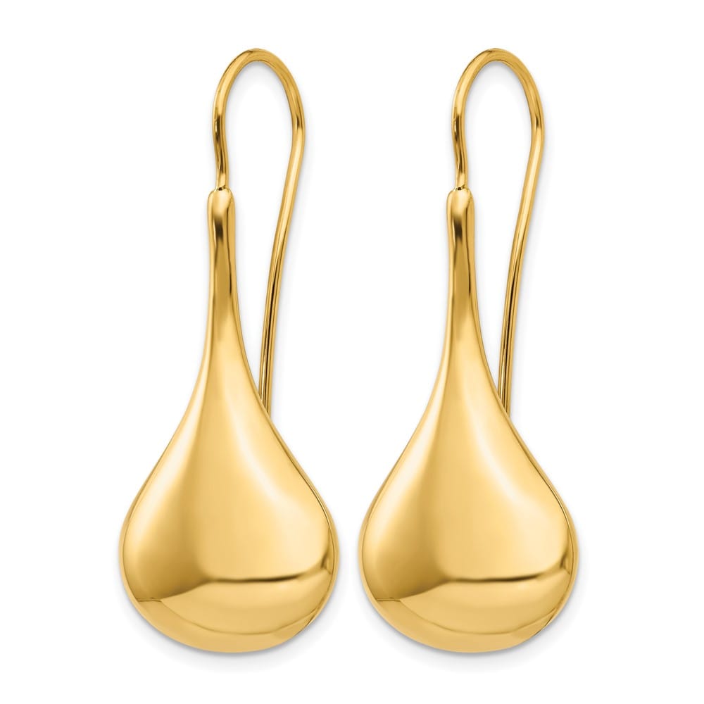 14K Yellow Gold Polished Abstract Dangle Wire Earrings, view 2 of 4