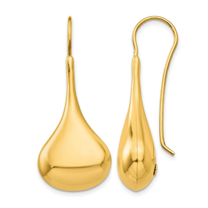 14K Yellow Gold Polished Abstract Dangle Wire Earrings, view 1 of 4