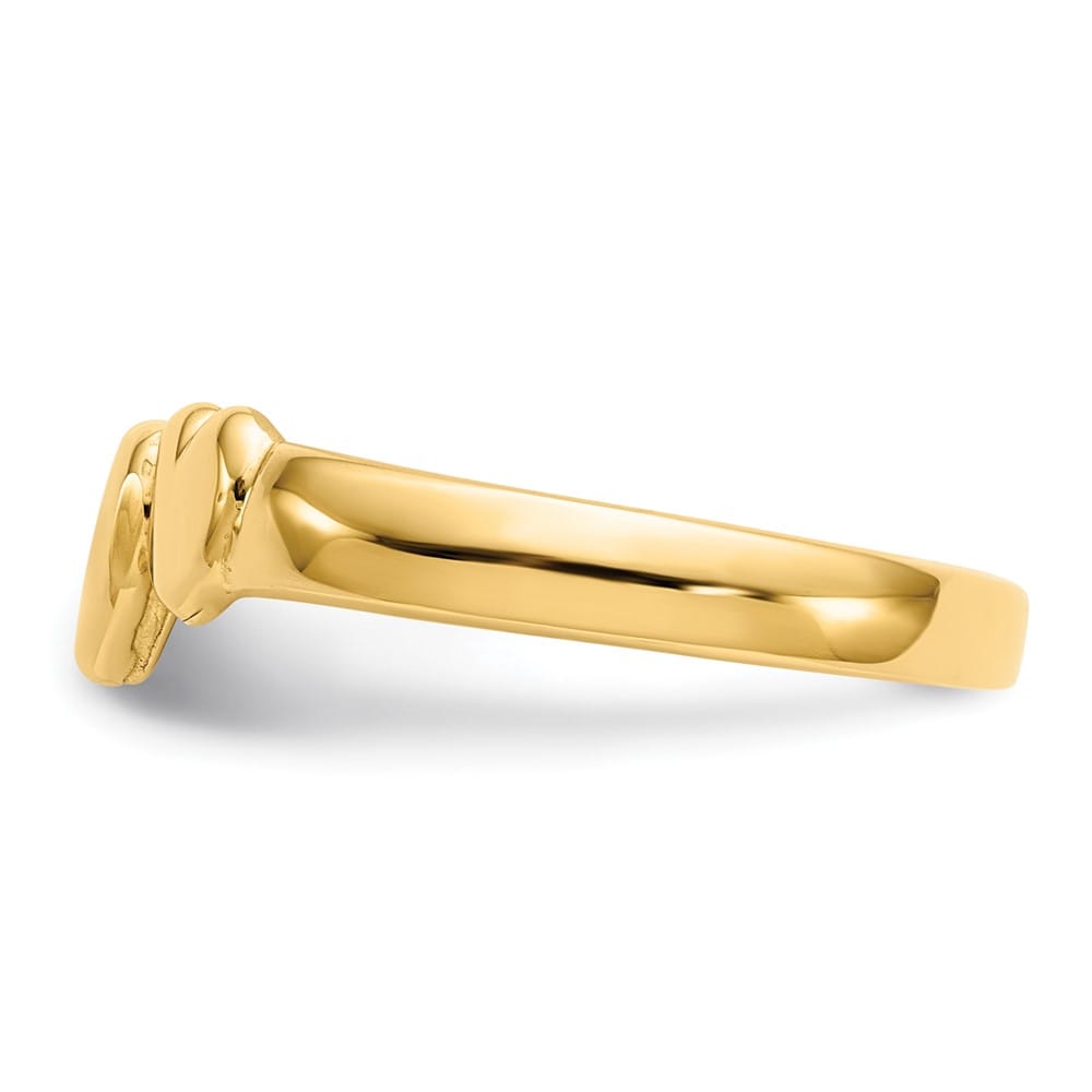 14k Yellow Gold Polished Adjoining Hearts Ring