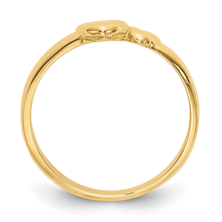14k Yellow Gold Polished Adjoining Hearts Ring