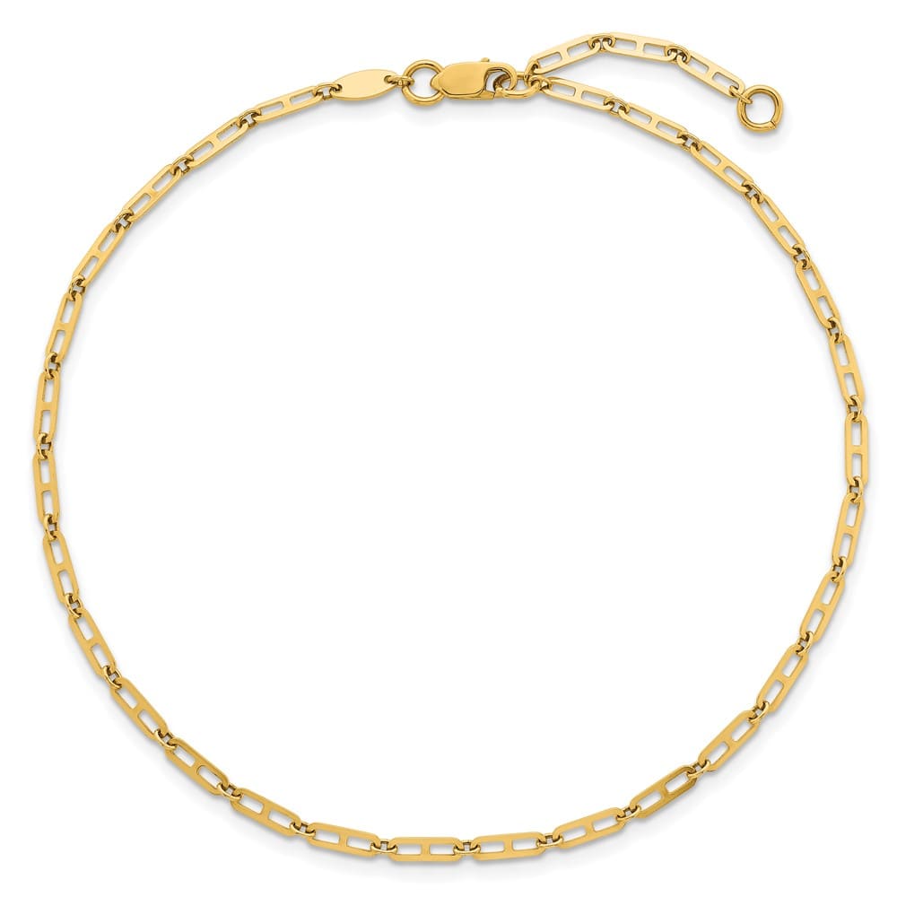 14K Yellow Gold Polished Anchor Link Anklet