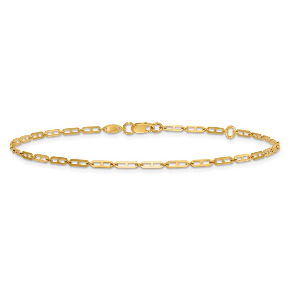 14K Yellow Gold Polished Anchor Link Anklet