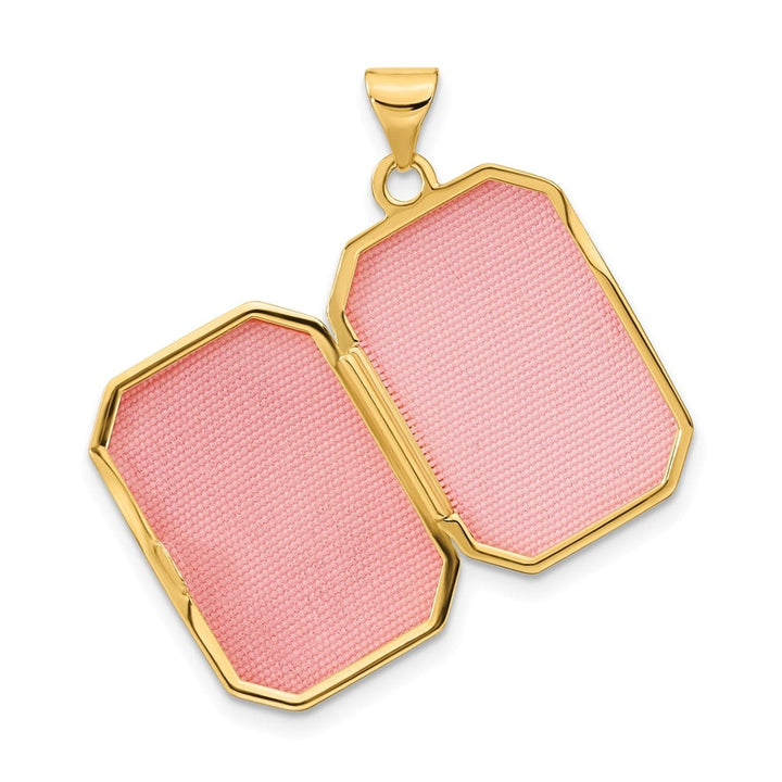 14K Yellow Gold Polished and Brushed D.C. 20x15mm Rectangular Locket