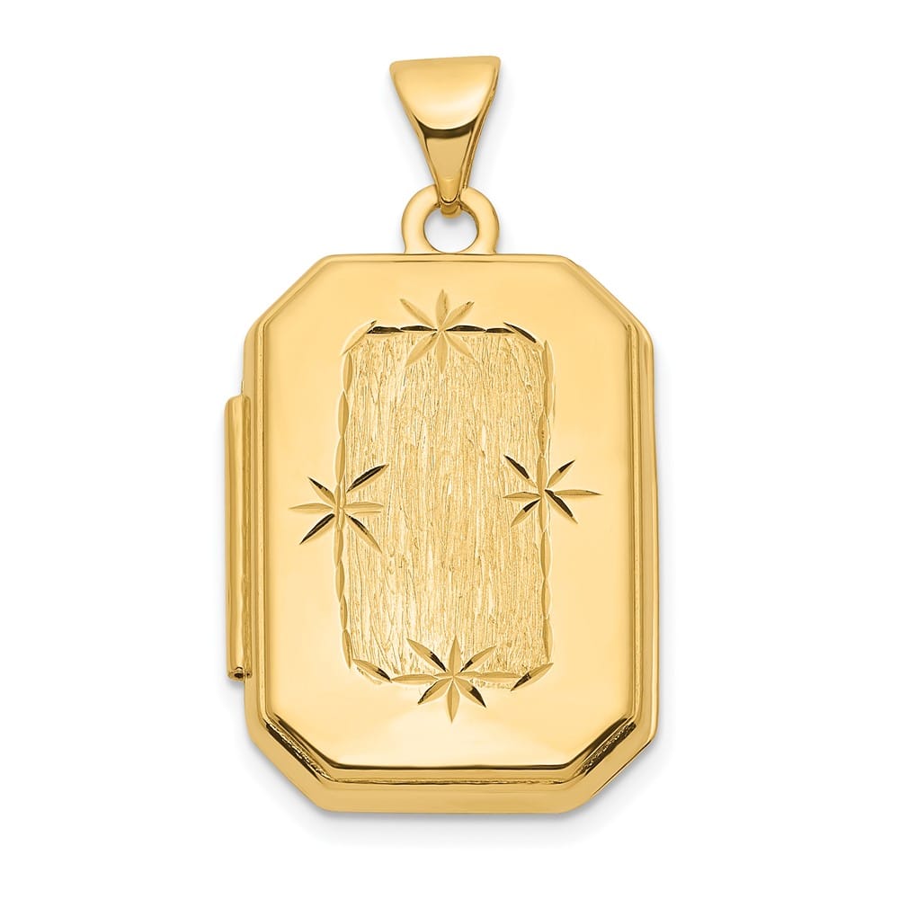 14K Yellow Gold Polished and Brushed D.C. 20x15mm Rectangular Locket