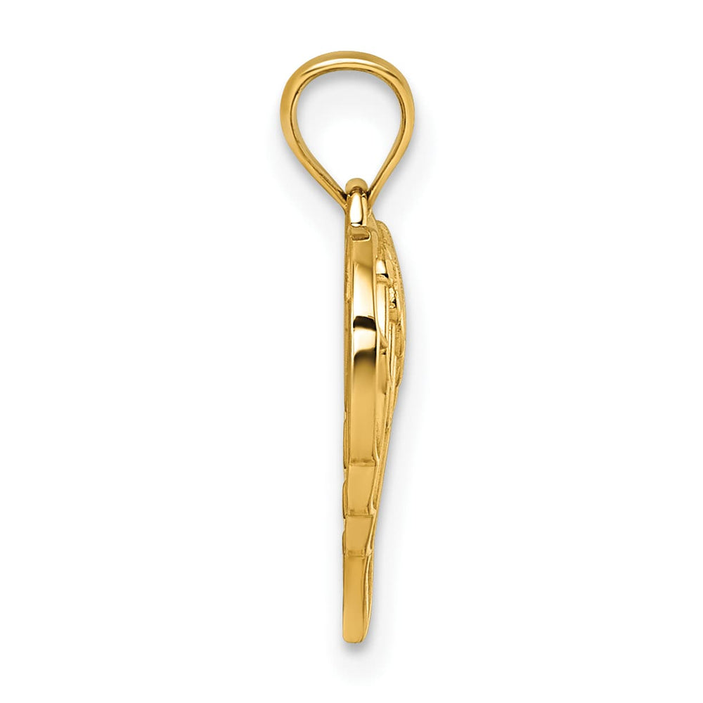 14K Yellow Gold Polished and D.C. Cut-out Wings In Heart Shape Pendant