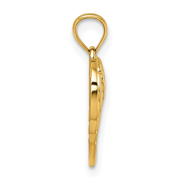 14K Yellow Gold Polished and D.C. Cut-out Wings In Heart Shape Pendant