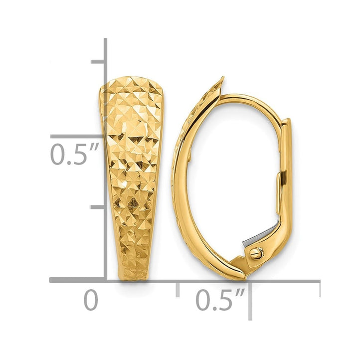 14K Yellow Gold Polished and D.C. Leverback Earrings, view 4 of 4