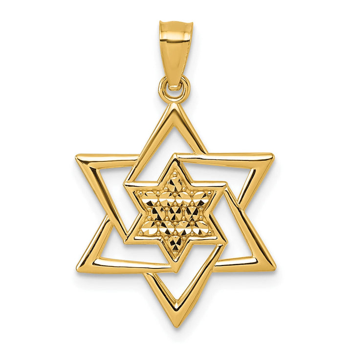 14K Yellow Gold Polished and D.C. Star Of David Religious Pendant