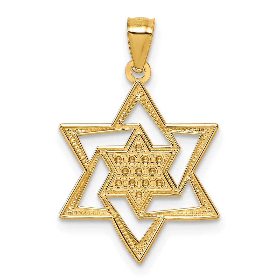 14K Yellow Gold Polished and D.C. Star Of David Religious Pendant