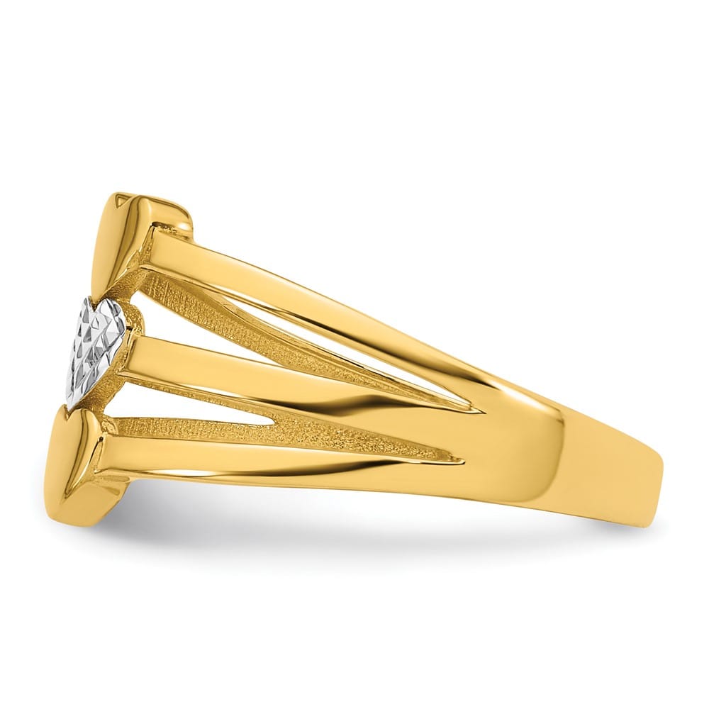 14k Yellow Gold Polished and D.C. Three Hearts Ring Ladies Stock Size 7 Ring Are Refundable