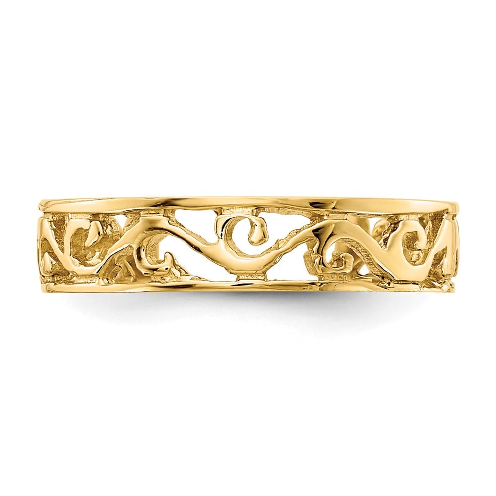 14k Yellow Gold Polished and D.C. Toe Ring
