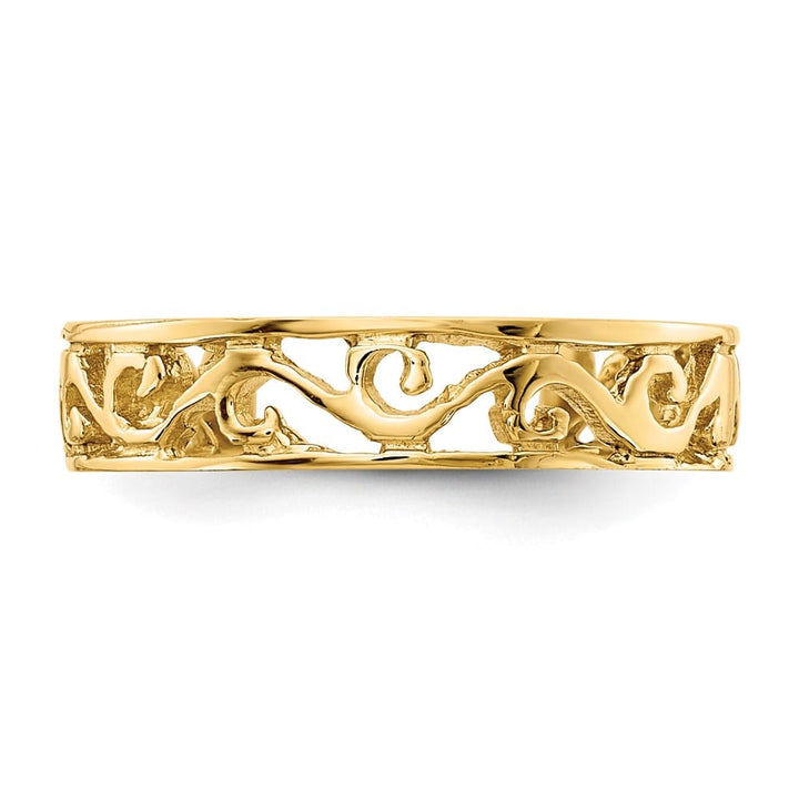 14k Yellow Gold Polished and D.C. Toe Ring